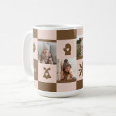 Retro-geruit patroon, aangepast monogram koffiemok (Voorkant links)