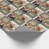 Retro geruit patroon aangepaste foto monogram cadeaupapier (Hoek)
