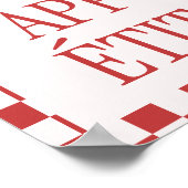 Retro geruit patroon 'Bon Appétit' Keuken Poster (Hoek)