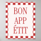 Retro geruit patroon 'Bon Appétit' Keuken Poster (Voorkant)