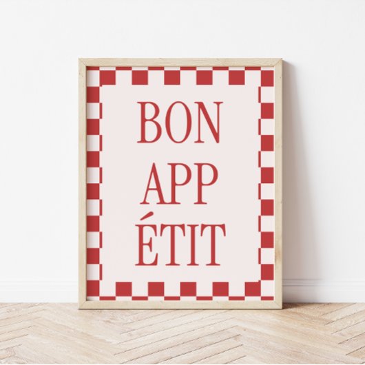 Retro geruit patroon 'Bon Appétit' Keuken Poster