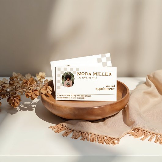 Retro geruit patroon foto bedrijf afsprakenkaartje