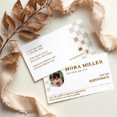 Retro geruit patroon foto bedrijf afsprakenkaartje