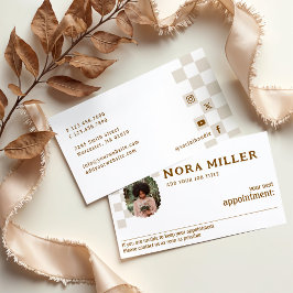 Retro geruit patroon foto bedrijf afsprakenkaartje