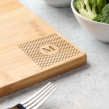 Retro geruit patroon geëtst Monogram Bamboe BBQ