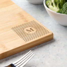 Retro geruit patroon geëtst Monogram Bamboe BBQ Snijplank