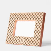 Retro geruit patroon monogram houten laser gegraveerde lijstjes (Links)