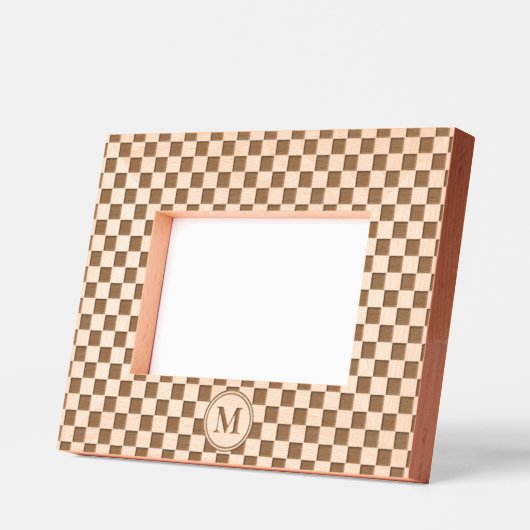 Retro geruit patroon monogram houten laser gegraveerde lijstjes (Links)