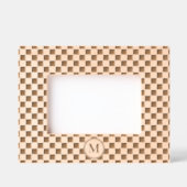 Retro geruit patroon monogram houten laser gegraveerde lijstjes (Voorkant)