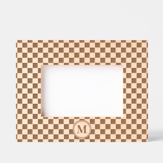 Retro geruit patroon monogram houten laser gegraveerde lijstjes (Voorkant)