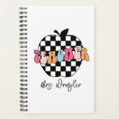 Retro geruite Apple Schattigee Teacher Planner (Voorkant)