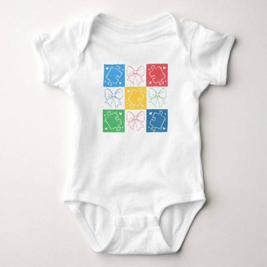 Retro geruite autisme bewustzijn coquette strik romper (Voorkant)