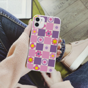 Retro Geruite Bloem Motief Y2K Case-Mate iPhone 14 Hoesje