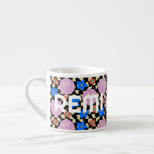 Retro geruite bloemnaam peuter Mok