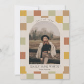 Retro geruite boog tijdloos foto Afstuderen Kaart (Voorkant)