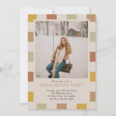 Retro geruite boog tijdloos foto Afstuderen Kaart (Achterkant)