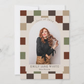 Retro geruite boog tijdloos foto Afstuderen Kaart (Voorkant)