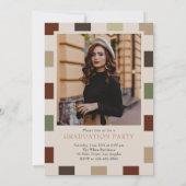 Retro geruite boog tijdloos foto Afstuderen Kaart (Achterkant)