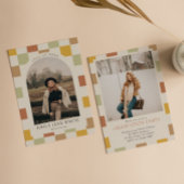 Retro geruite boog tijdloos foto Afstuderen Kaart