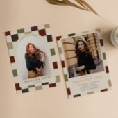 Retro geruite boog tijdloos foto Afstuderen Kaart