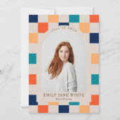 Retro geruite boog tijdloos foto Afstuderen Kaart (Voorkant)