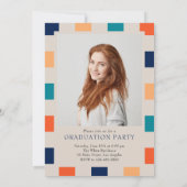 Retro geruite boog tijdloos foto Afstuderen Kaart (Achterkant)