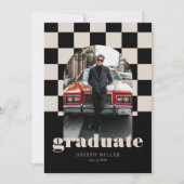 Retro geruite boog tijdloos foto Afstuderen Kaart (Voorkant)