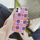 Retro geruite Checker Y2K bloemenpatroon Case-Mate iPhone Case