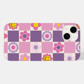 Retro geruite Checker Y2K bloemenpatroon Case-Mate iPhone Case (Achterkant (horizontaal))