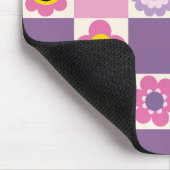 Retro geruite Checker Y2K bloemenpatroon Muismat (Hoek)