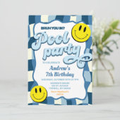 Retro geruite golf pool party verjaardag kaart (Staand voorkant)