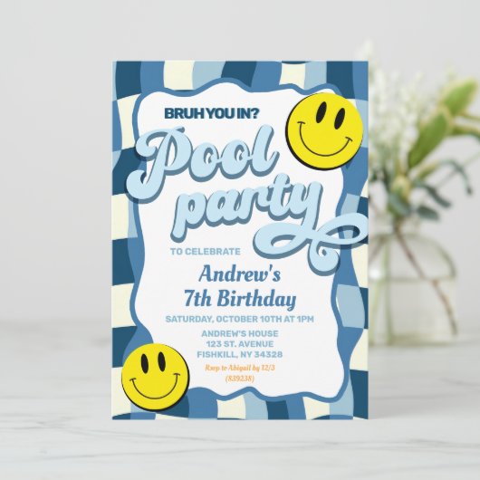 Retro geruite golf pool party verjaardag kaart (Staand voorkant)