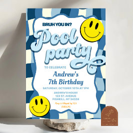 Retro geruite golf pool party verjaardag kaart