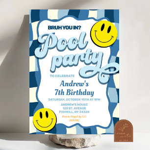 Retro geruite golf pool party verjaardag kaart