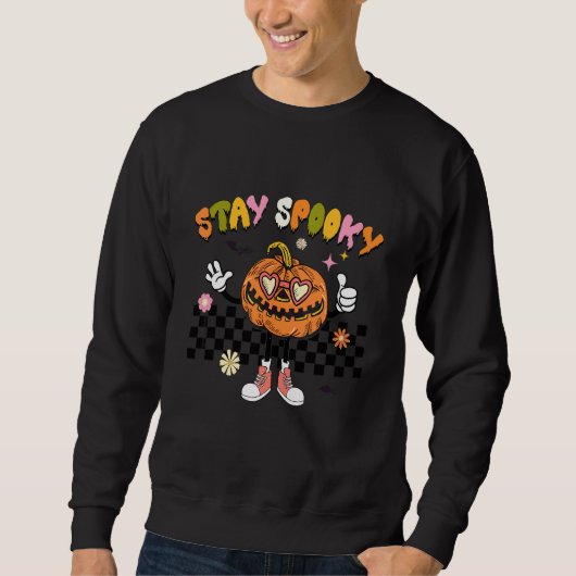 Retro geruite griezelige pompoen Halloween Trui (Voorkant)