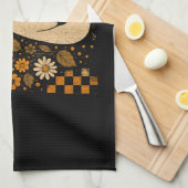 Retro Geruite Halloween Wasbeer Theedoek (Quarter Fold)