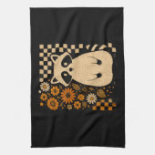 Retro Geruite Halloween Wasbeer Theedoek (Verticaal)