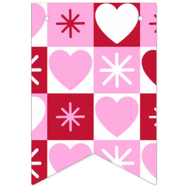 Retro geruite harten slinger banner
