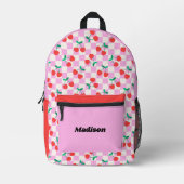 Retro Geruite Kersen Roze & Rood Kleurblok Bedrukte Rugzak (Voorkant)