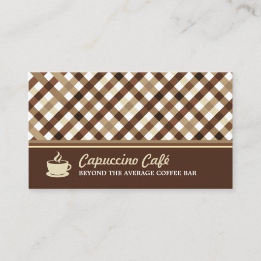 Retro geruite koffiebar visitekaartje (Voorkant)