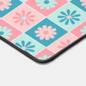 Retro geruite madeliefjes Roze Groene Script Naam Bureaumat (Hoek)