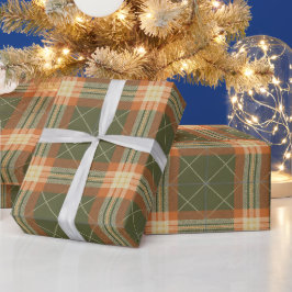 Retro geruite mid-century kerst cadeaupapier