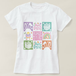 Retro geruite pastel paascoquette t-shirt