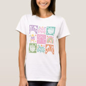 Retro geruite pastel paascoquette t-shirt (Voorkant)