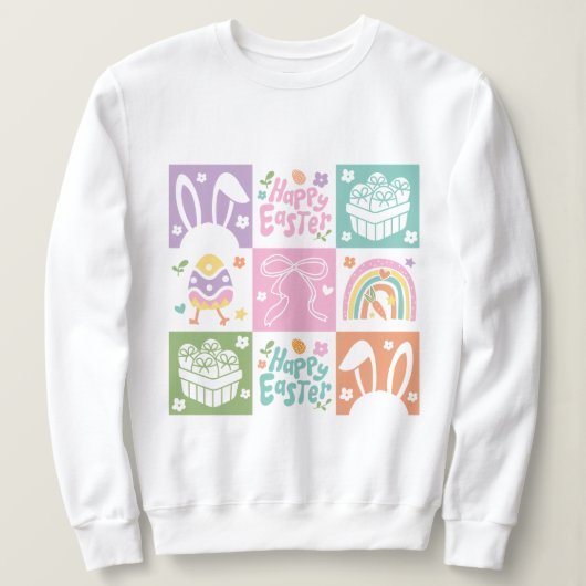 Retro geruite pastel paascoquette trui (Design voorkant)