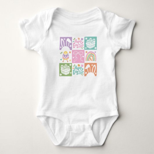 Retro Geruite Pastel Pasen Coquette Romper (Voorkant)