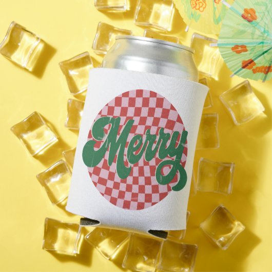 Retro geruite Prettig kerstfeest Blikjeskoeler (Insitu Zomer)