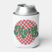 Retro geruite Prettig kerstfeest Blikjeskoeler (Blikje Voorkant)