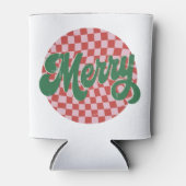 Retro geruite Prettig kerstfeest Blikjeskoeler (Voorkant)