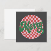 Retro geruite Prettig kerstfeest  Feestdagenkaart (Voorkant / Achterkant)